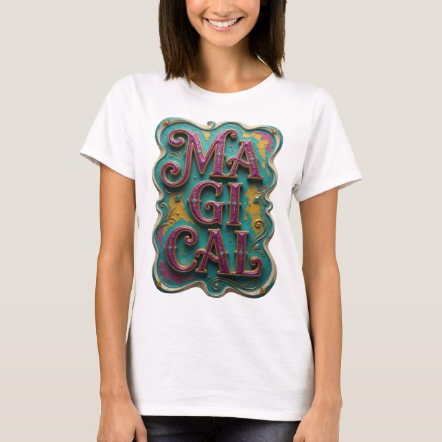 Camiseta Design Ousado Mágico Roxo Divertido (Frente)