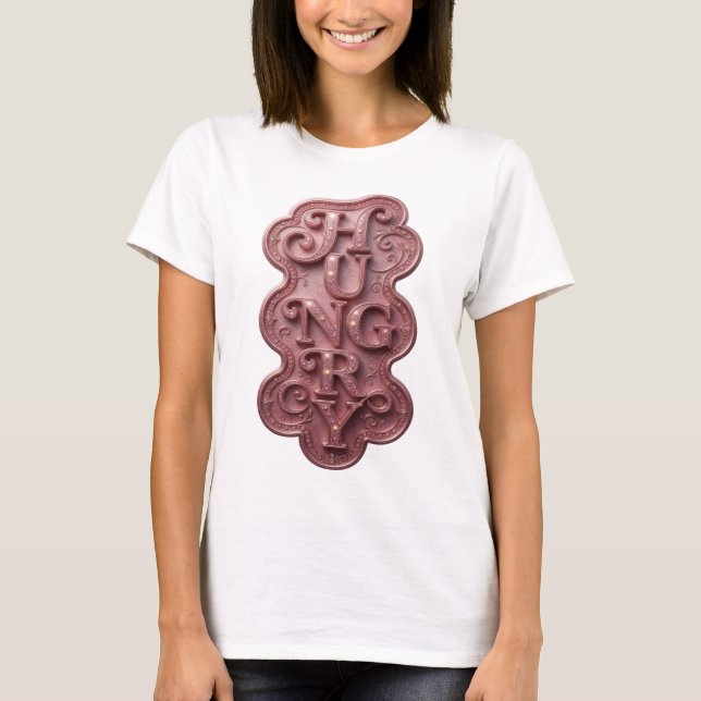 Camiseta Design Ousado Rosa Dinâmico COM FOME (Frente)