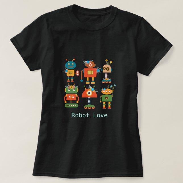 Camiseta design para crianças de robôs lindos (Frente do Design)