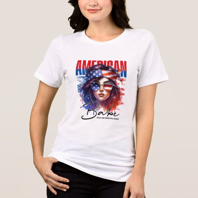 Camiseta Design Patriota da Garota Americana (Frente)