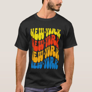 Camiseta Design Patriótico de Texto Ondulado de Nova York