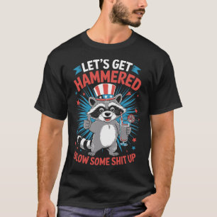 Camiseta Design Patriótico do Dia 4 de Julho de Guaxinim En