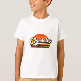 Camiseta Design Personalizado de Nome Charlotte Retro Pôr d