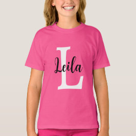 Camiseta Design Personalizado Nome Monograma Rosa em Script