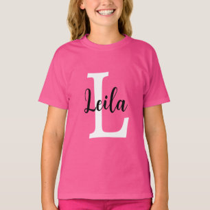 Camiseta Design Personalizado Nome Monograma Rosa em Script