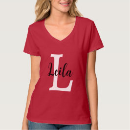 Camiseta Design Personalizado Nome Monograma Script Rosa