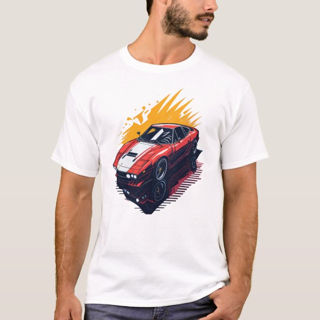 Camiseta design plano de carro retrorreflector altamente de (Frente)