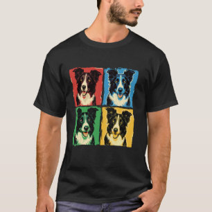 Camiseta Design Pop Art Border Collie Arte Vibrante Cachorr