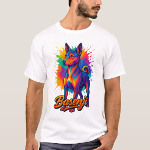 Camiseta Design Pop Art Vibrante de Basenji