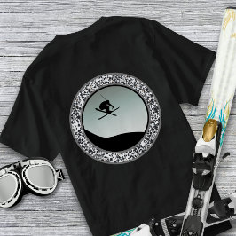 Camiseta Design preto branco-redondo preto sobre o salto da