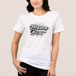 Camiseta Design Preto e Branco de Urso-Mãe Fofo