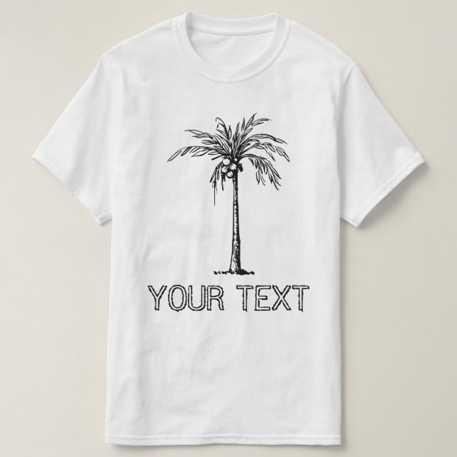 Camiseta Design preto e branco tropical personalizável (Frente do Design)