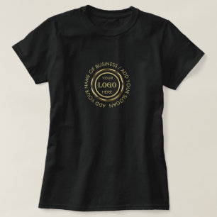 Camiseta Design preto e dourado, logotipo ou foto em círcul