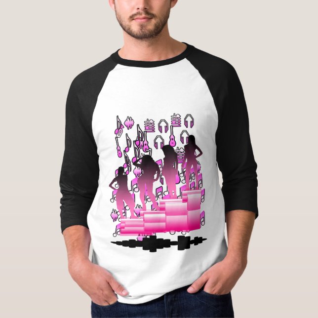 Camiseta Design preto e rosa colorido (Frente)