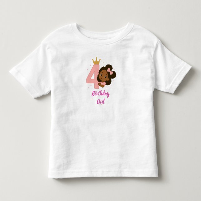 Camiseta Design Princesa Rosa 4º Aniversário (Frente)