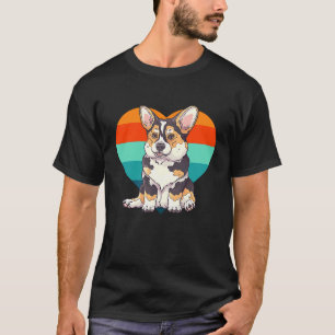 Camiseta Design retrô coração Corgi fofo