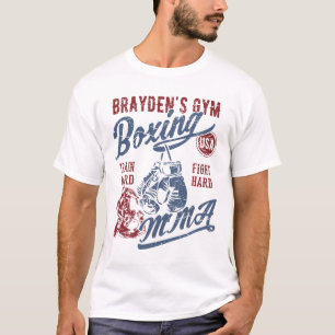 Camiseta Design Retro de Brayden's Gym Boxe Mma Para o Nome