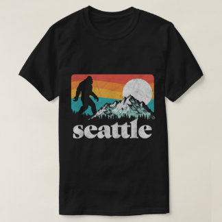 Camiseta Design Retro de Montanha do Pé-Grande de Seattle