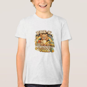Camiseta Design Retro de Pré-Escola com Vibrações Divertida