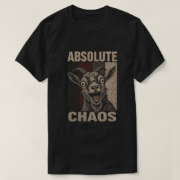 Camiseta Design Retrô Divertido Bode Gritando Caos Absoluto