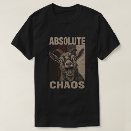 Camiseta Design Retrô Divertido Bode Gritando Caos Absoluto