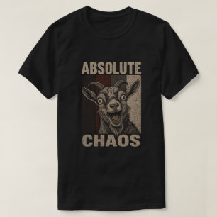 Camiseta Design Retrô Divertido Bode Gritando Caos Absoluto