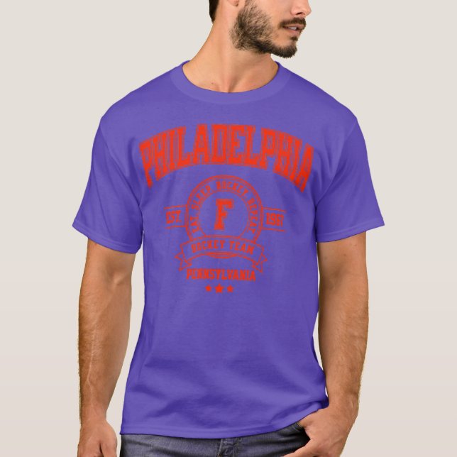 Camiseta Design Retrô do Time de Hóquei de Filadélfia (Frente)