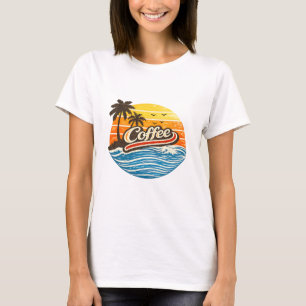 Camiseta Design Retro Pôr do Sol Café