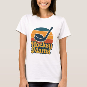 Camiseta Design Retro Sunset Stick & Puck de Hockey Mama