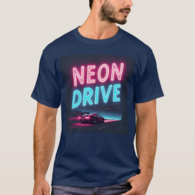 Camiseta Design Retro Synthwave Neon Drive (Frente)