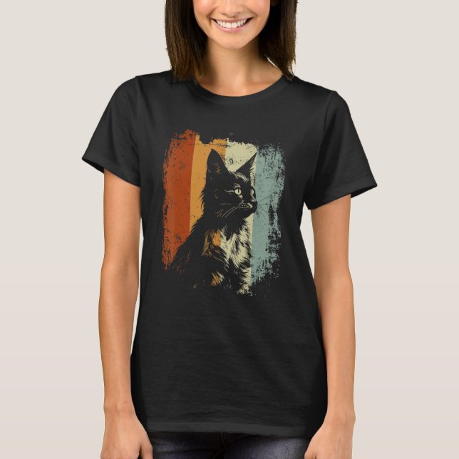 Camiseta Design Retrô Vintage Gato Somali (Frente)