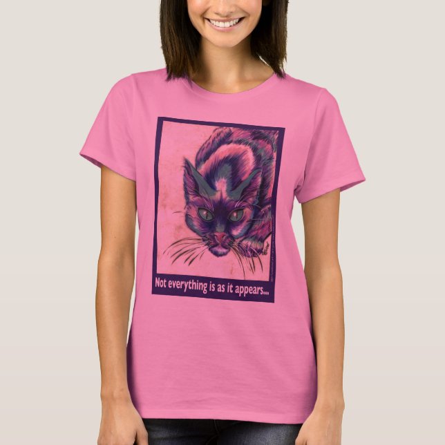 Camiseta Design roxo do gato de GGs (Frente)