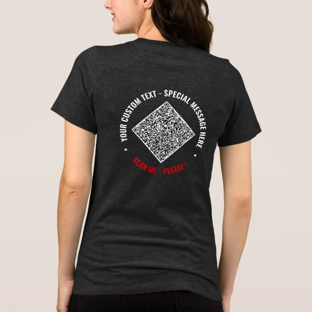 Camiseta Design seu próprio texto personalizado e código QR (Verso)
