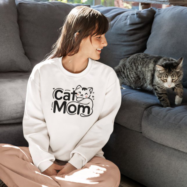 Camiseta Design Simples Bonita Mães Gato Sobrepostas Mãe T- (Cute Simple Design Womens Cat Lover Mom T-shirt)