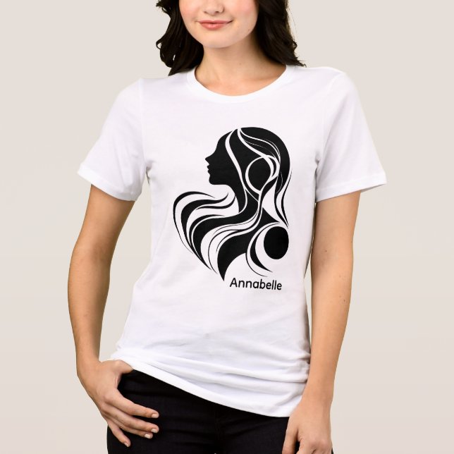 Camiseta Design Simples Bonita Mulher Preta Branca Wifey (Frente)