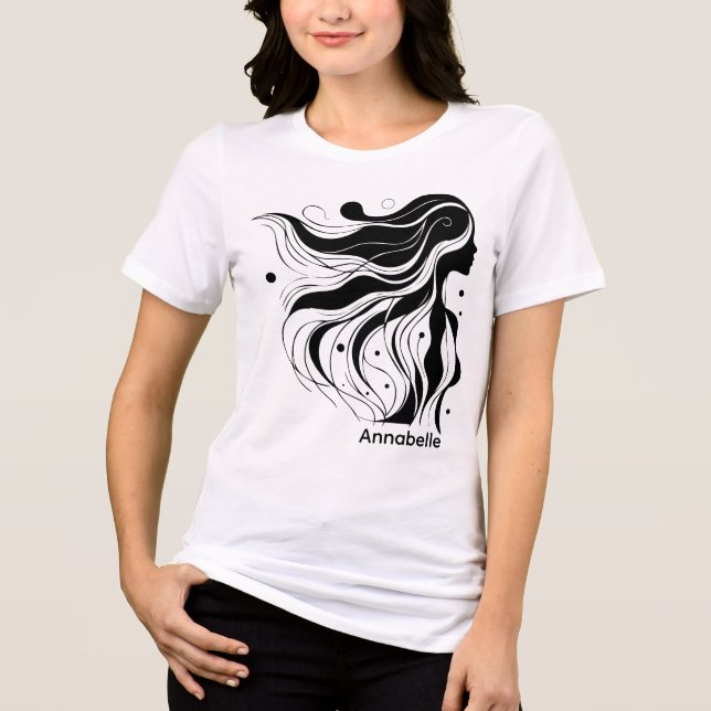 Camiseta Design Simples Bonita Mulher Preta Branca Wifey (Frente)