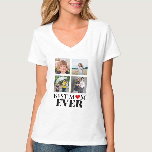 Camiseta Design Simples de Grade de Fotos Personalizável (Frente)