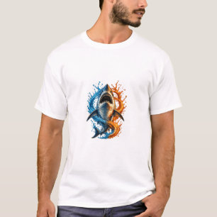 Camiseta Design Splash de Tubarão Feroz – Oceano Azul e Lar