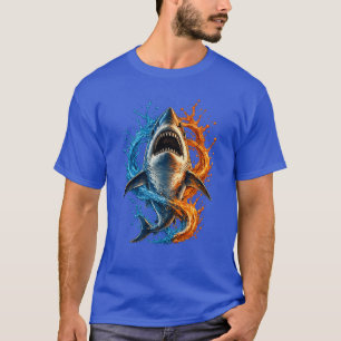 Camiseta Design Splash de Tubarão Feroz – Oceano Azul e Lar