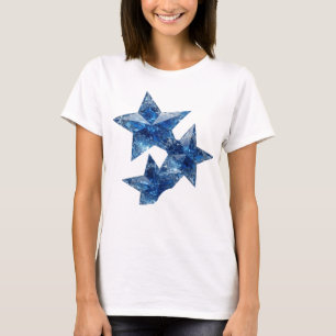 Camiseta Design Statement Estrelas Azuis Azuis Elegantes