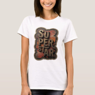 Camiseta Design SUPERSTAR Dourado Elegante