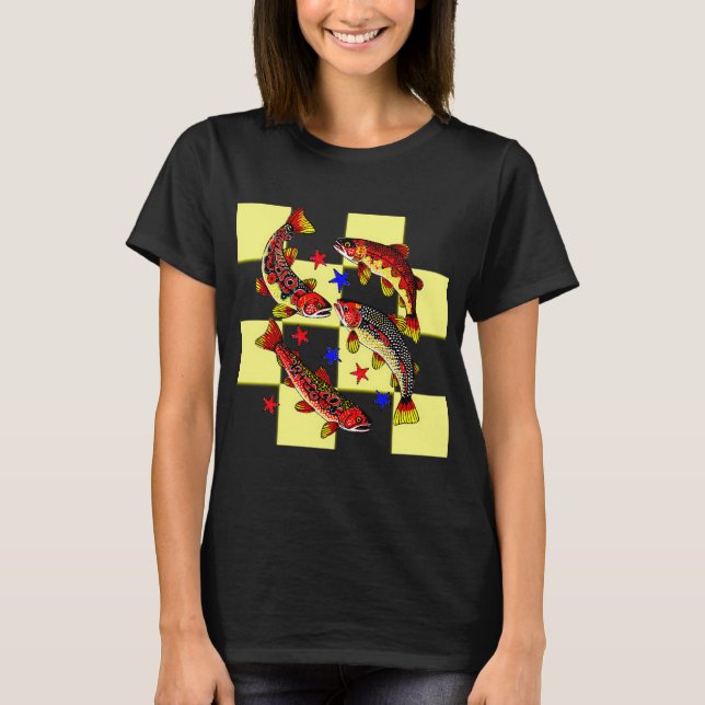 Camiseta Design Texturizado de Peixes Coloridos (Frente)