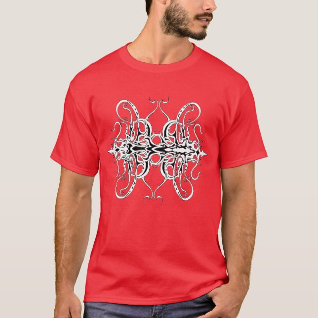 Camiseta Design Tribal do Império Negro e Branco (Frente)