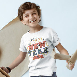 Camiseta Design Único de Ano Novo Feliz Vintage Personaliza
