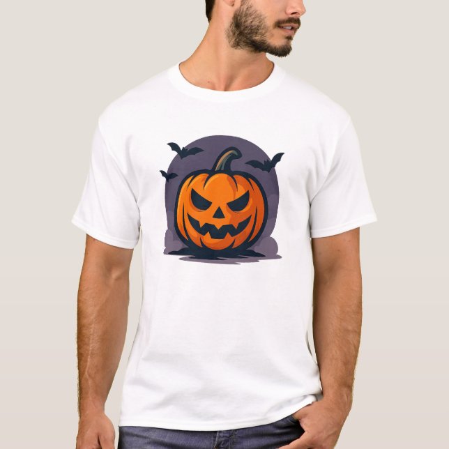 Camiseta Design único do Halloween Jack-O'-Lanterna (Frente)