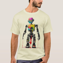 Camiseta Design único Legal robô pintado