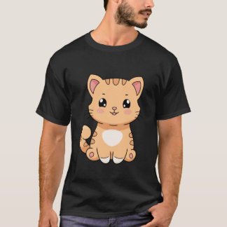 Camiseta Design unissex gráfico de gato chibi fofo para hom