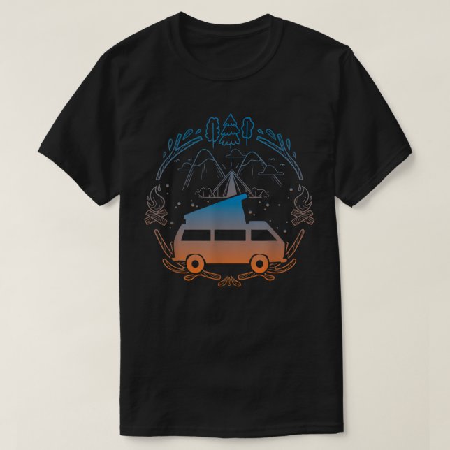 Camiseta Design Van Life - Vanagon Van Bus Dipper Campfire (Frente do Design)