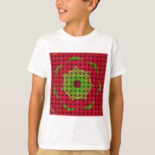 Camiseta Design verde-limão-vermelho-tecido-africano