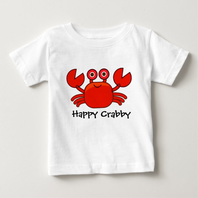 Camiseta Design vermelho Crabby/bonito feliz do caranguejo (Frente)